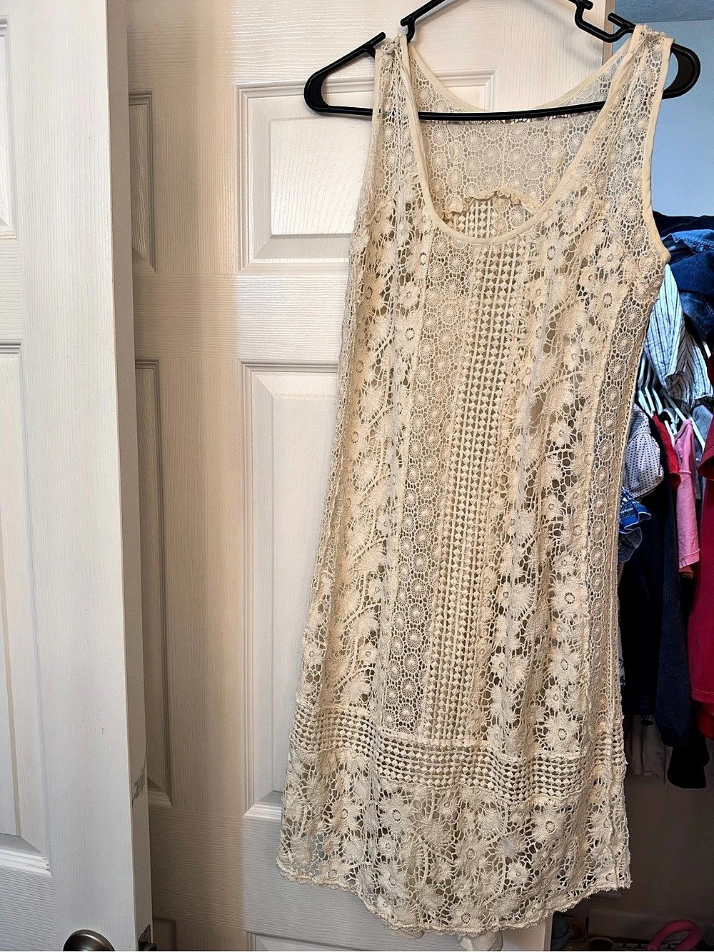Lucky Brand Lace Mini Dress in Cream Size Medium Like New